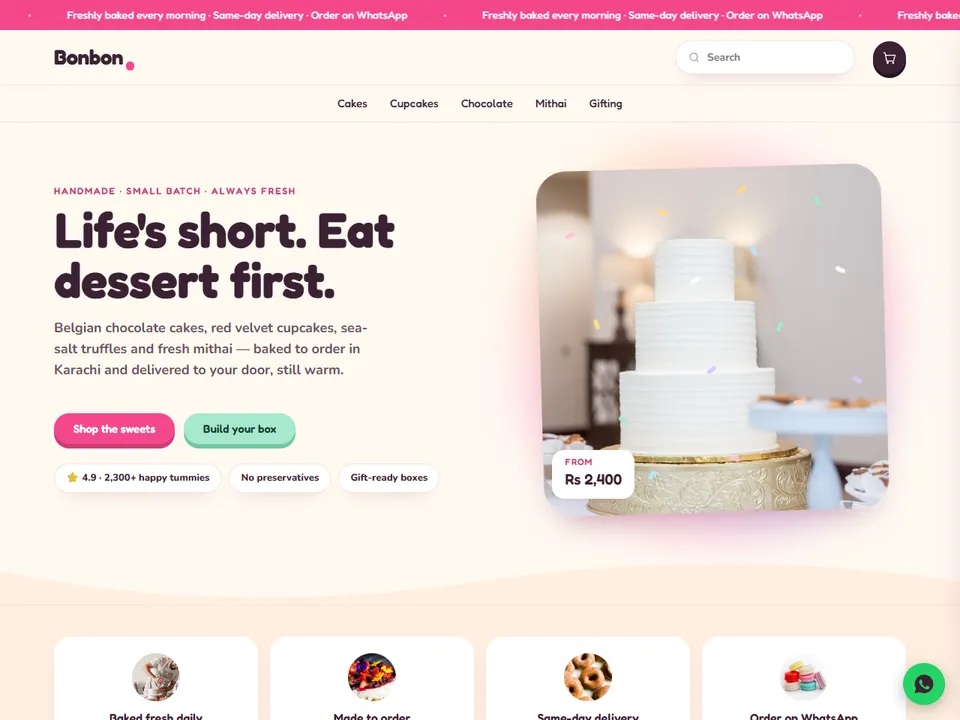 Bonbon theme — Sweets & Desserts storefront design