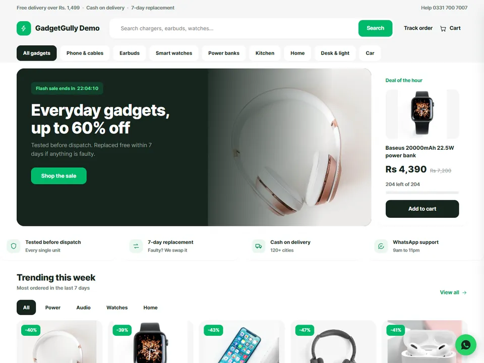 GadgetGully theme — Electronics & Gadgets storefront design