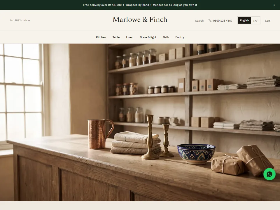 Marlowe & Finch, a BikayGa shop design for home & general store
