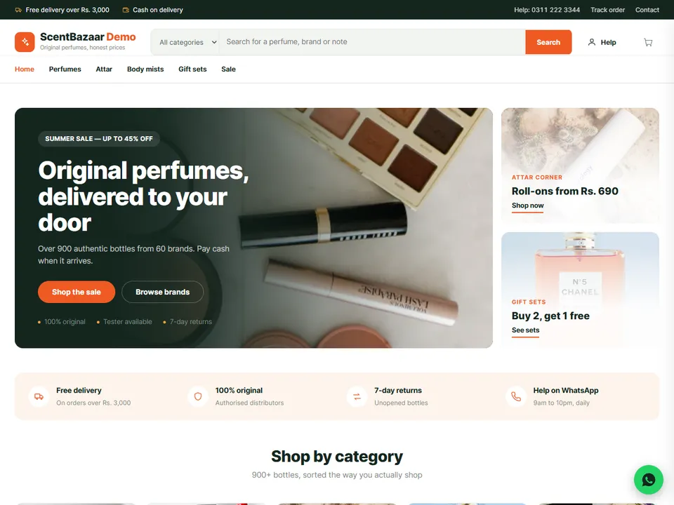 ScentBazaar theme — Beauty & Fragrance storefront design