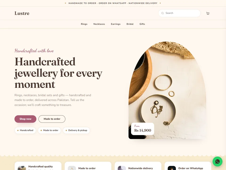 Lustre theme — Jewellery & Boutique storefront design