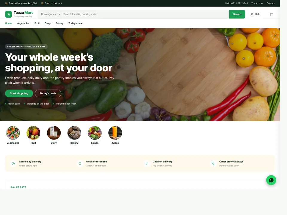 Taaza theme — Grocery & Fresh storefront design
