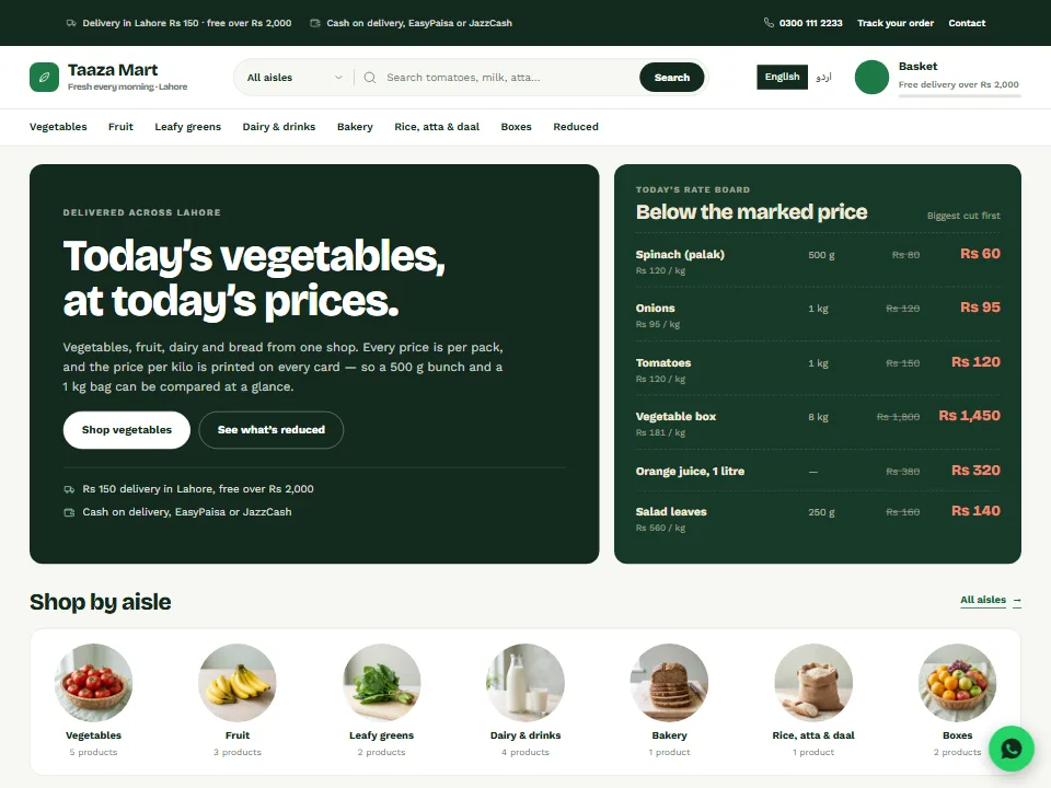 Taaza, a BikayGa shop design for grocery & fresh